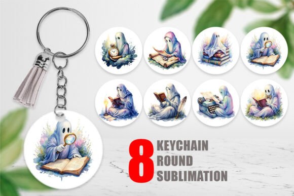 Download Watercolor Reading Ghost Keychain PNG - Premium Resources